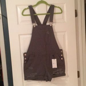 Denim Distressed Overalls